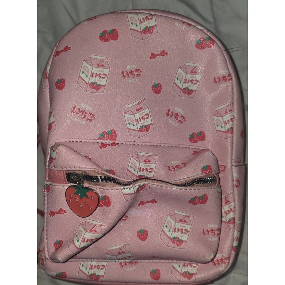 Bioworld strawberry milk mini backpack bookbag purse tote bag!